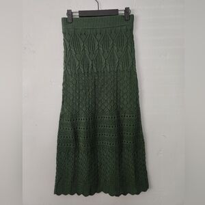 House Of Harlow 1960 Long Line Midi Crochet Hunter Green Skirt XS